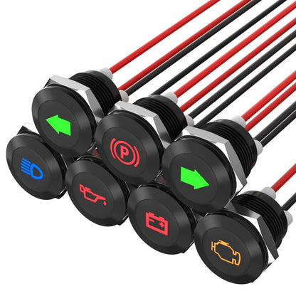 Waterproof Dashboard Indicator Set DC 12V 24V LED Warning Lights Automotive
