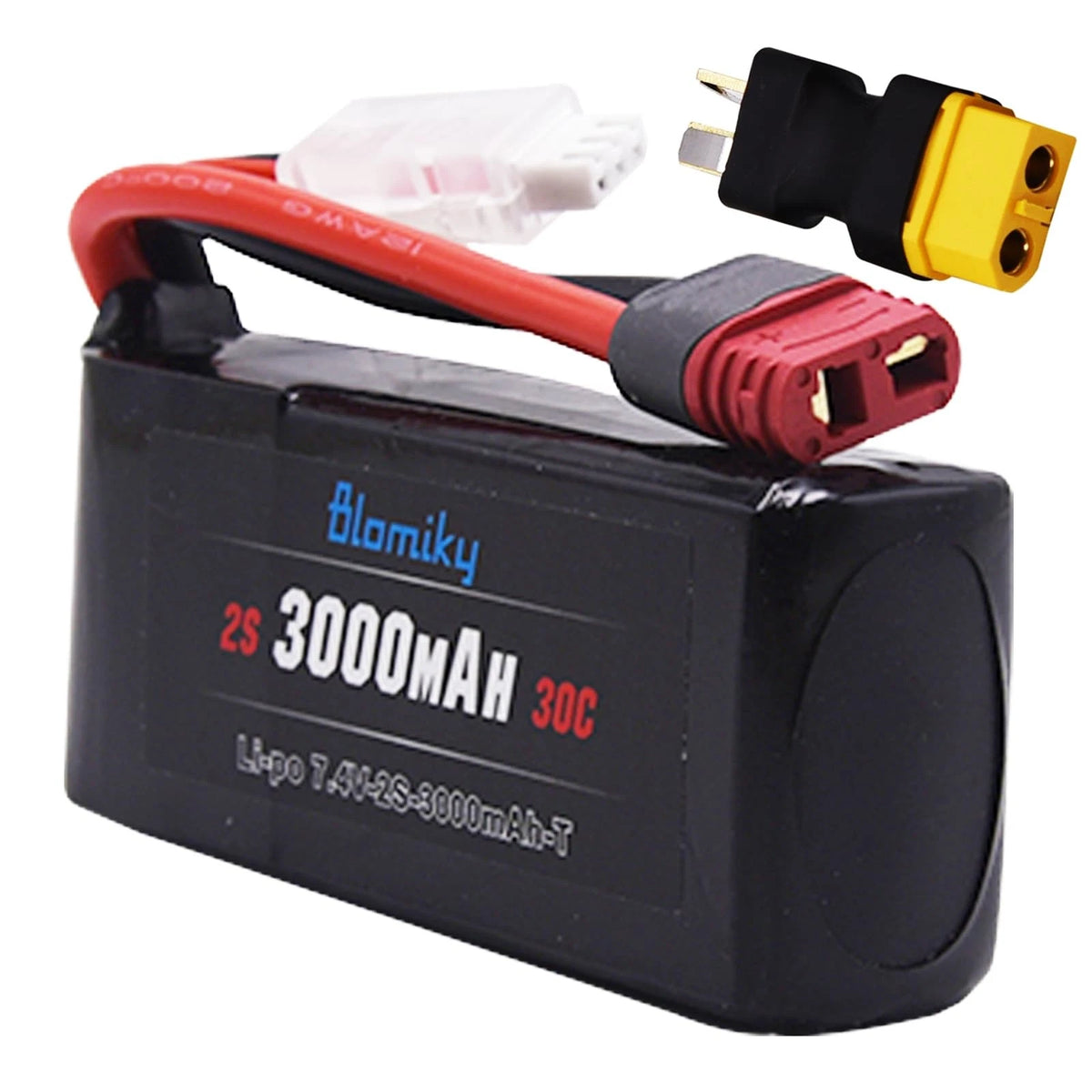 Blomiky 2 Pack 7.4V 2S 3000mAh Shorty T Plug Lipo Battery with XT60...