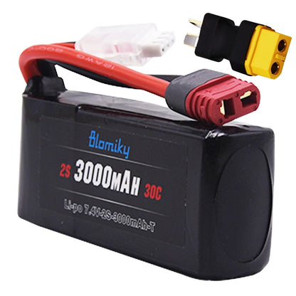 Blomiky 2 Pack 7.4V 2S 3000mAh Shorty T Plug Lipo Battery with XT60...