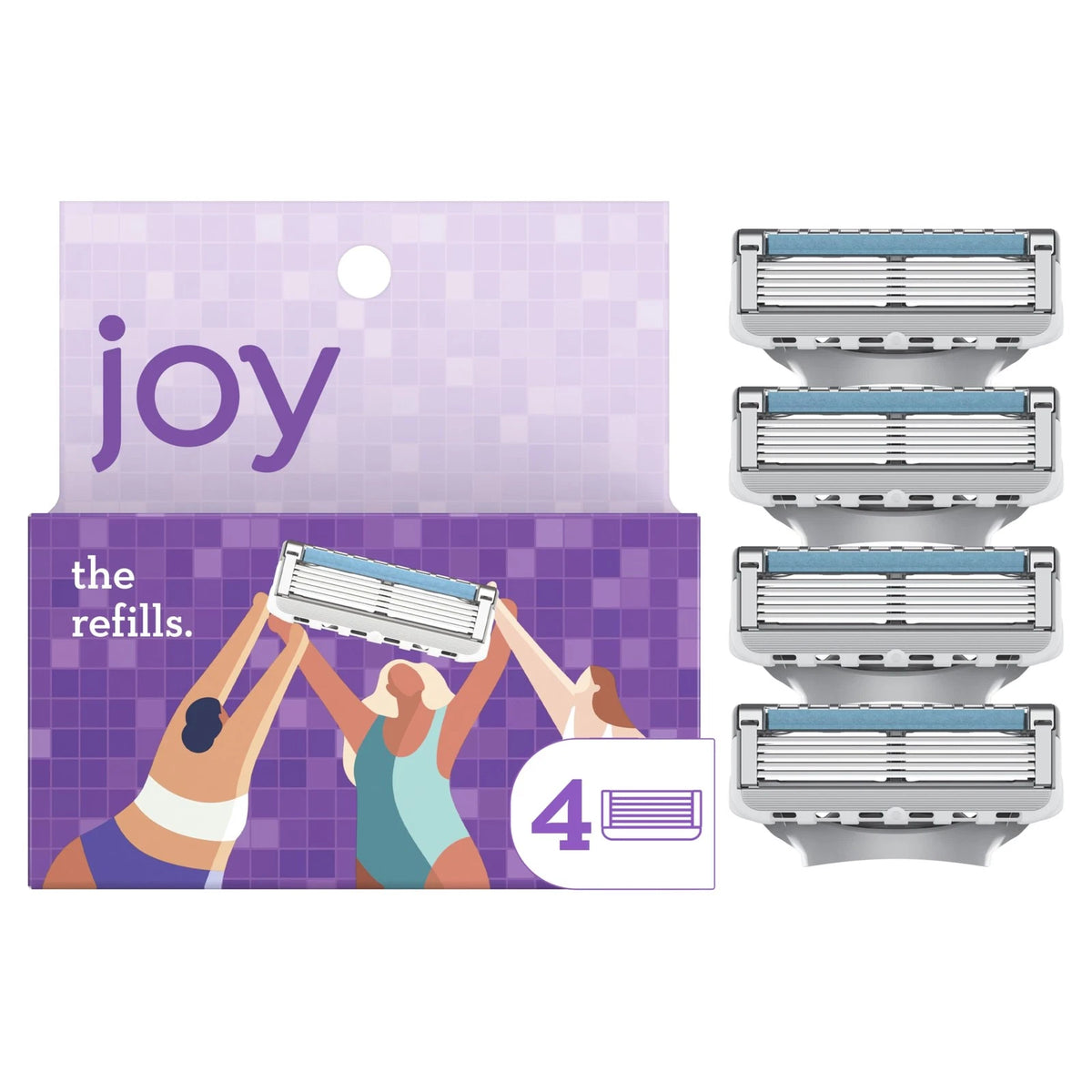 joy razor blade cartridge refill for women, 4 4 Count (Pack of 1), Purple