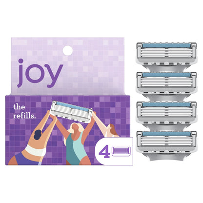 joy razor blade cartridge refill for women, 4 4 Count (Pack of 1), Purple