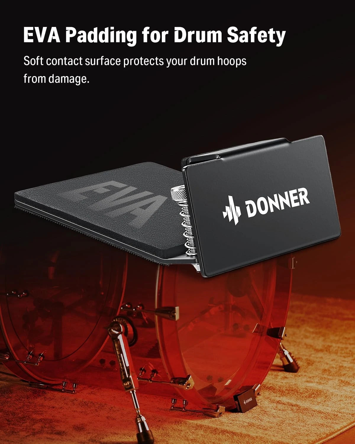 Donner Bass Drum Anchor, Kick Stopper, Anti-Slip Accessory, Black