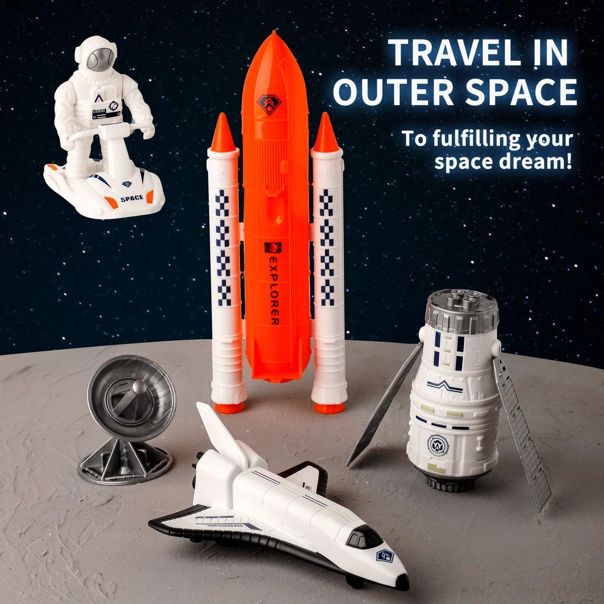 Wbzle Space Exploration Shuttle Toys, Explorer Toy Kit, Black Or Gray