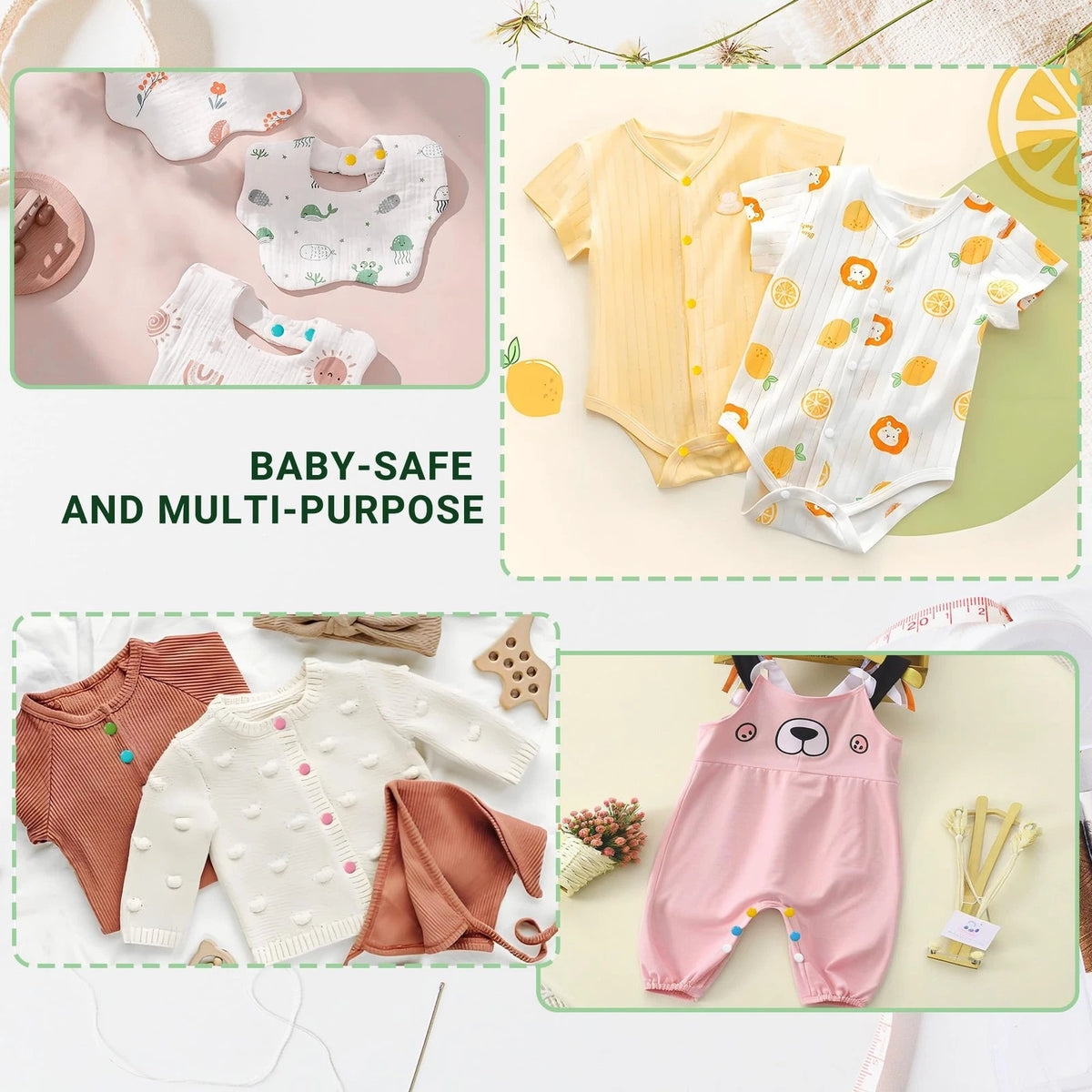 PIGORY Pearl Snaps for Fabric, 3 Colors Solid Sewing