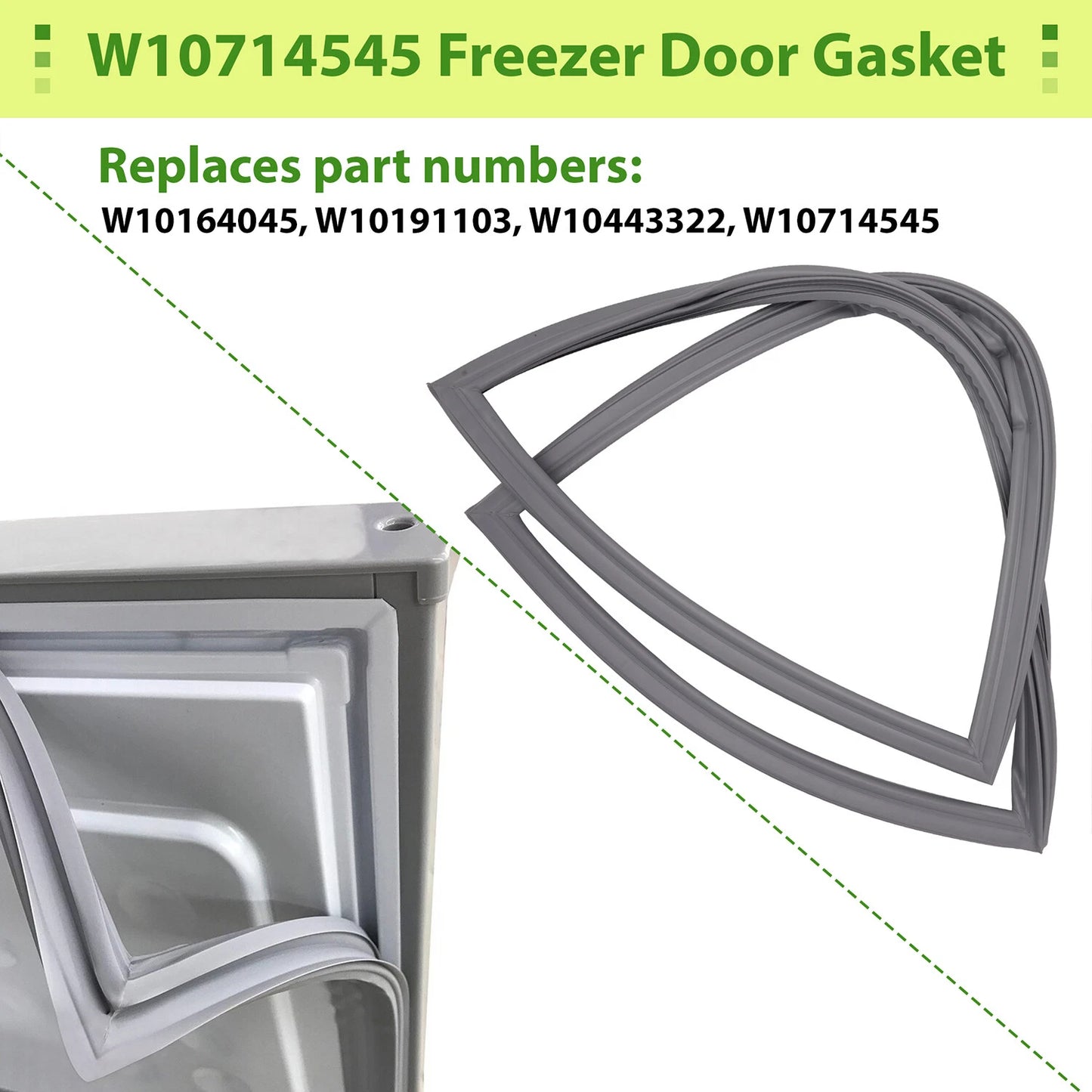 For Whirlpool WPW10714545 W10714545 Refrigerator Freezer Door Gasket