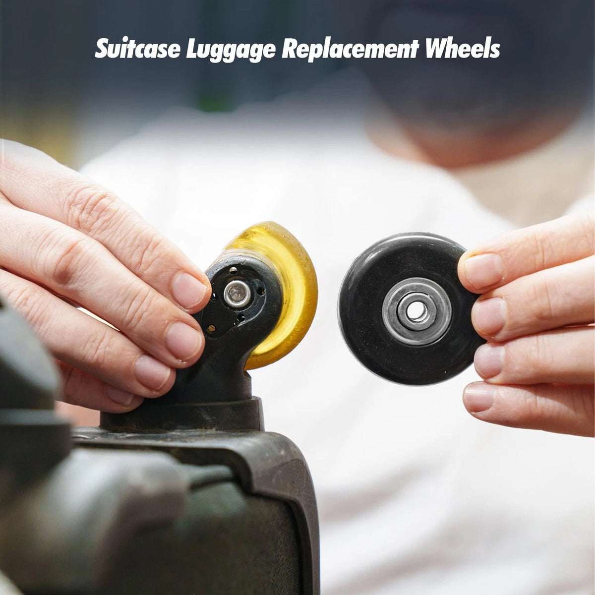Zoofen 42 x 18mm Luggage Replacement Wheels 4 Pcs - Rubber Suitcase 42 x