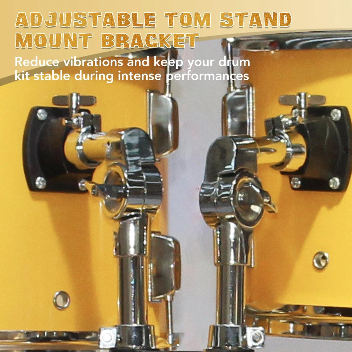 Seteol Drum Key & Tom Brackets Set, 3 Standard Square Lug Silver