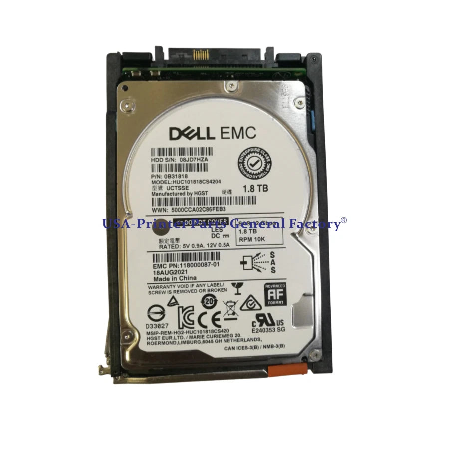 D3-2S10-1800 Compatible For EMC UNITY 005051636 1.8TB 10K 2.5" SAS HDD 005051633