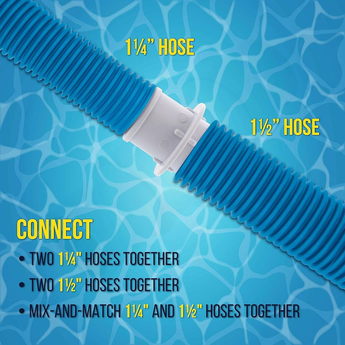 U.S. Pool Supply 1-1/4" or 1-1/2" Hose Connector 1-1/2", White