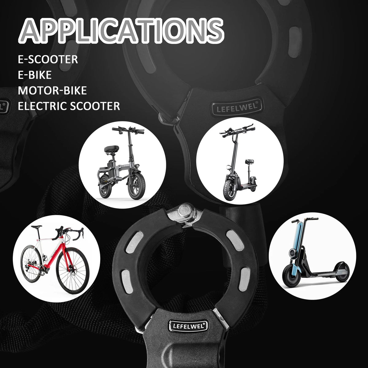 Scooter Locks Anti Theft,Bike Chain medium bike lock, scooter locks 9Ocm