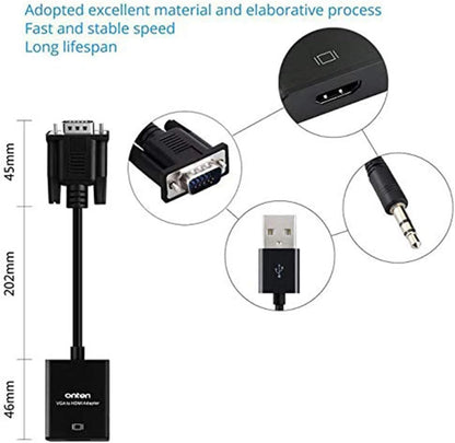 VGA to HDMI, 1080P HDMI Adapter (Male Female) for Computer, 1 Pcs