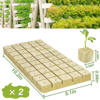Halatool 1 Inch Rockwool Cubes for Hydroponic Growing, 1" Cubes, 2 Sheets