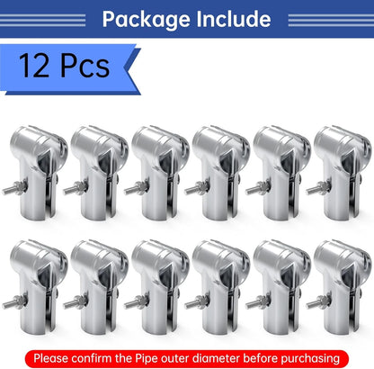 12 Pcs End Rail Clamps 1-3/8", T Pipe Clamp 1-3/8 x (12 Pcs), Silver