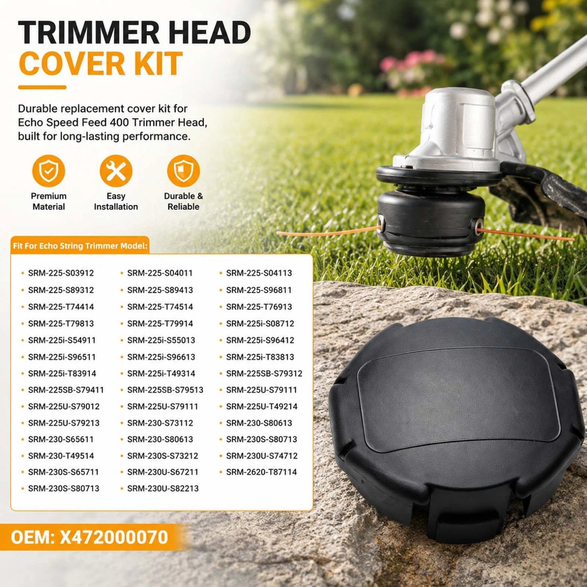 For Echo SRM225SB SRM225U String Trimmer Head Cap Kit with Springs X472000070