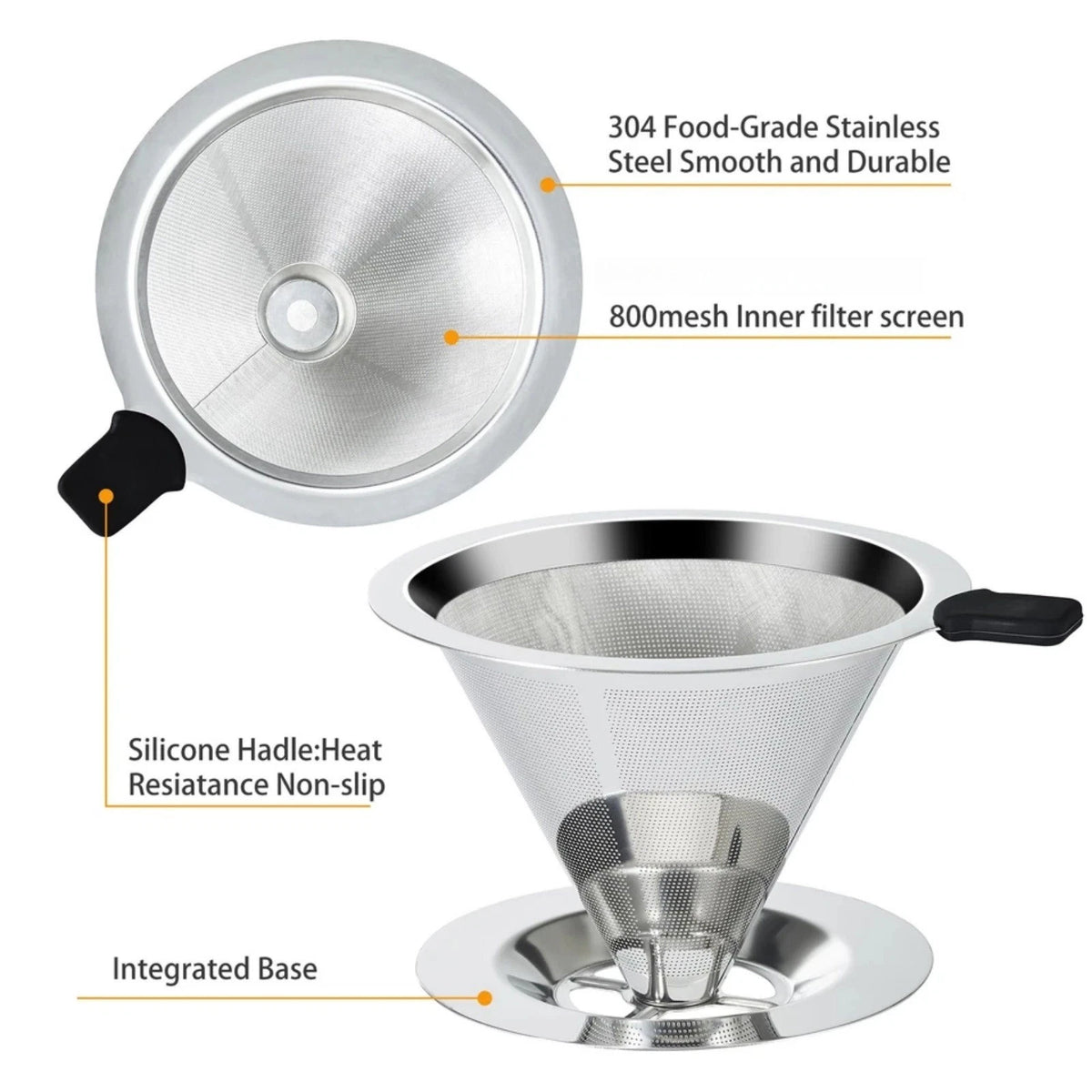 304 Stainless Steel Coffee Dripper Double Layer Filter Screen Retains Oil Fat