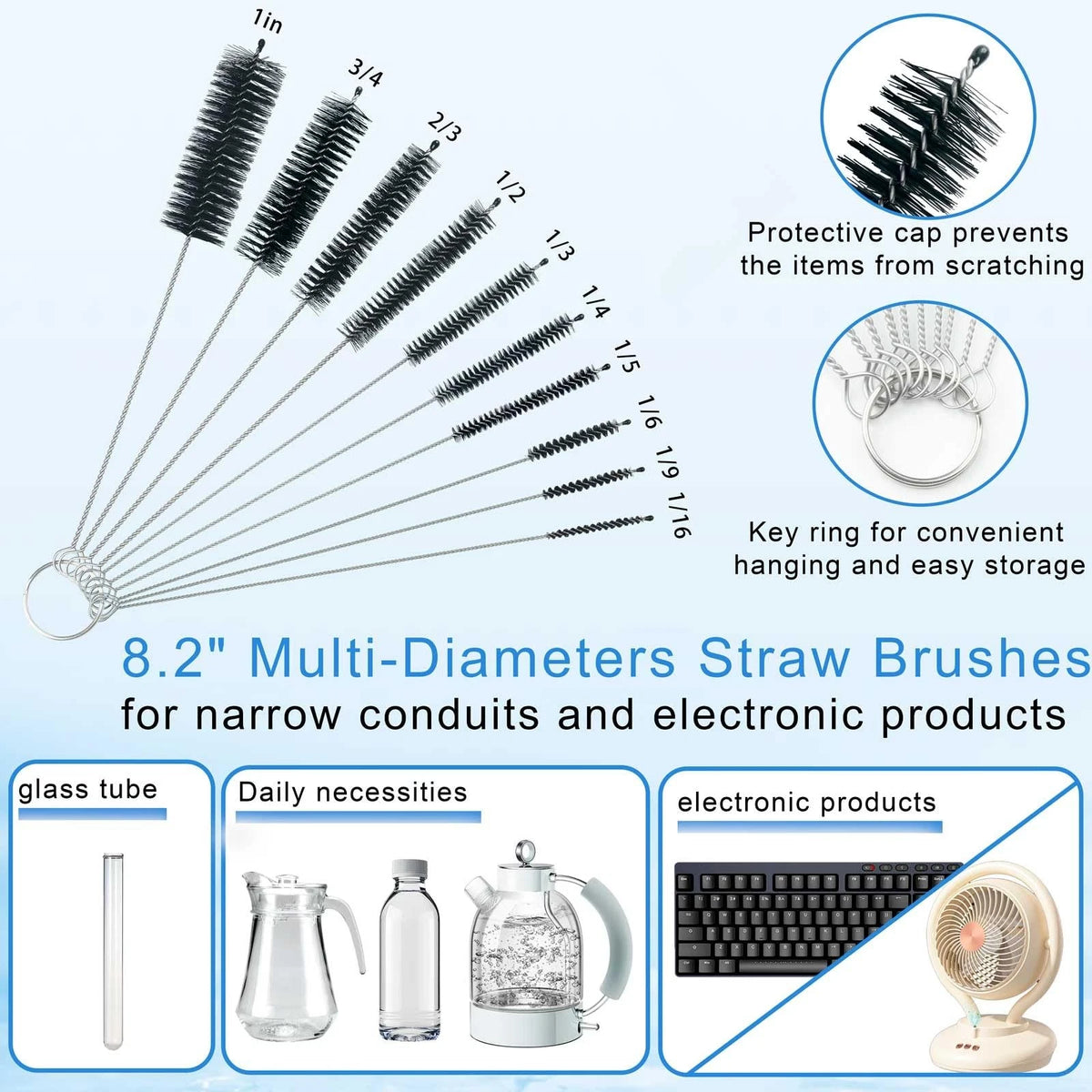 13Pcs Glass Cleaning Kit Tube Pipe Cleaners Straw Cleaner Brush 13Pcs, Black