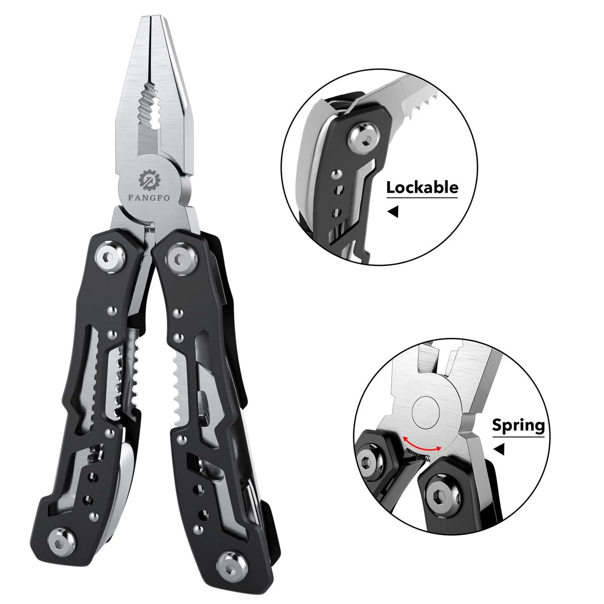 14-In-1 Multitool with Safety Locking, 3.9 x 1.6 x 0.6 inches, Black