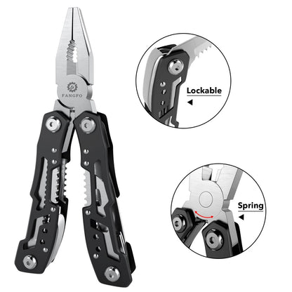 14-In-1 Multitool with Safety Locking, 3.9 x 1.6 x 0.6 inches, Black