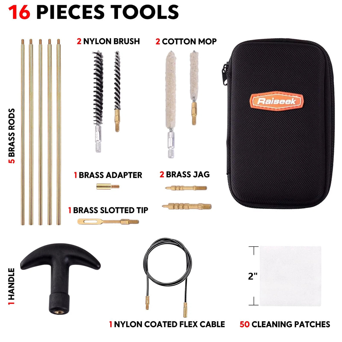 Raiseek .177 Cal & .22 Airgun Cleaning Kit with Cotton Mop Brass...