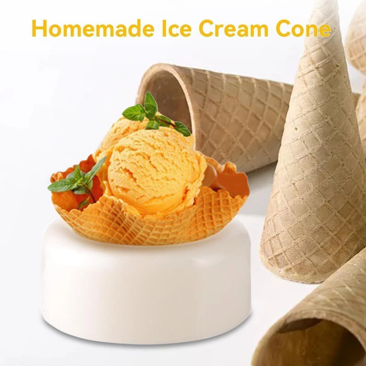 2PCS Waffle Cone Shaper, Ice Cream Maker Roller White