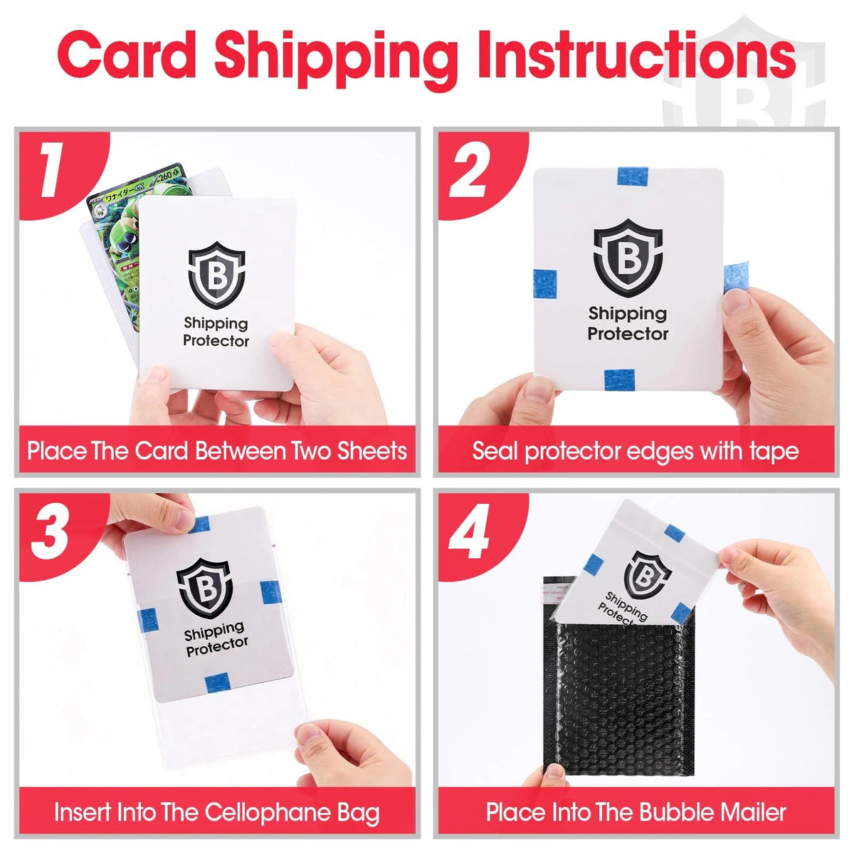 BGUP Trading Card Shipping Supplies Kit, Includes 120 3.5" X 4.5", 60p-S