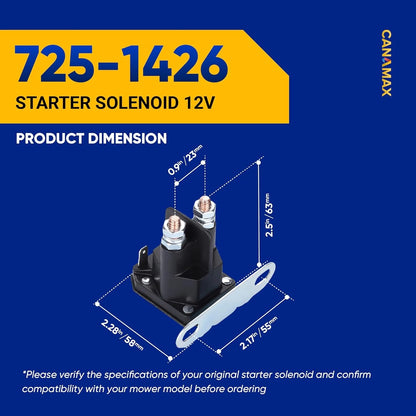 Canamax 725-1426 Starter Solenoid 12V - Compatible with MTD 925-1426...