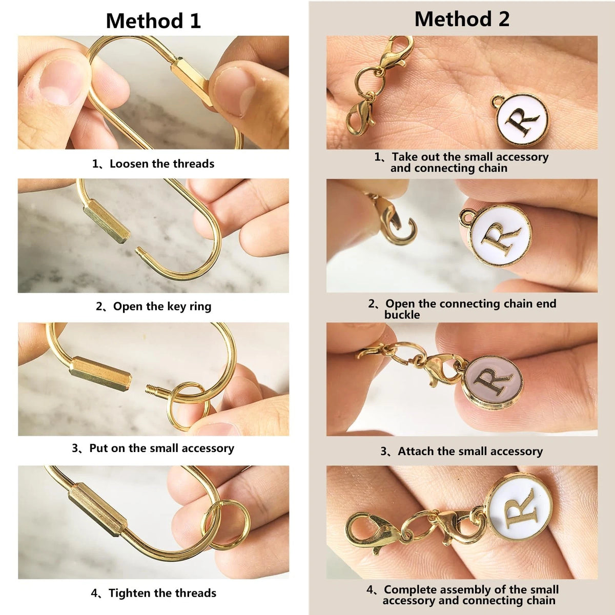 DiaWiew Carabiner Charm Making Kit DIY Keychain Gold Brass Medium, Black