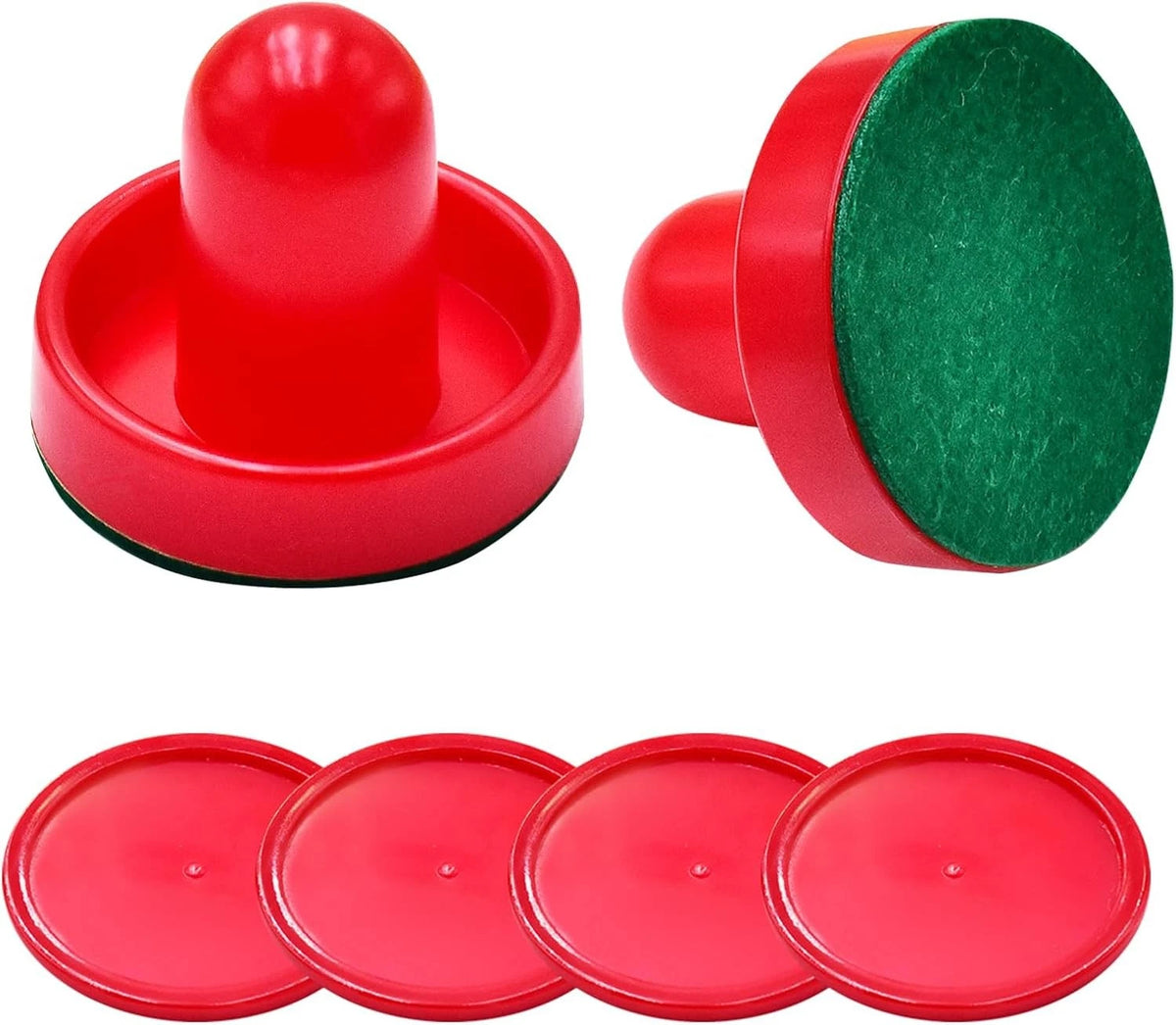 1 Set Mini Air Hockey Pushers and Pucks Great Goal Handles Red