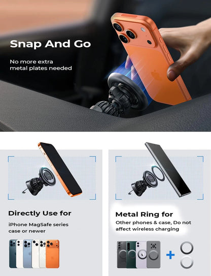 LISEN for MagSafe Car Mount [360° Rotation] Magnetic Phone Compact, Black