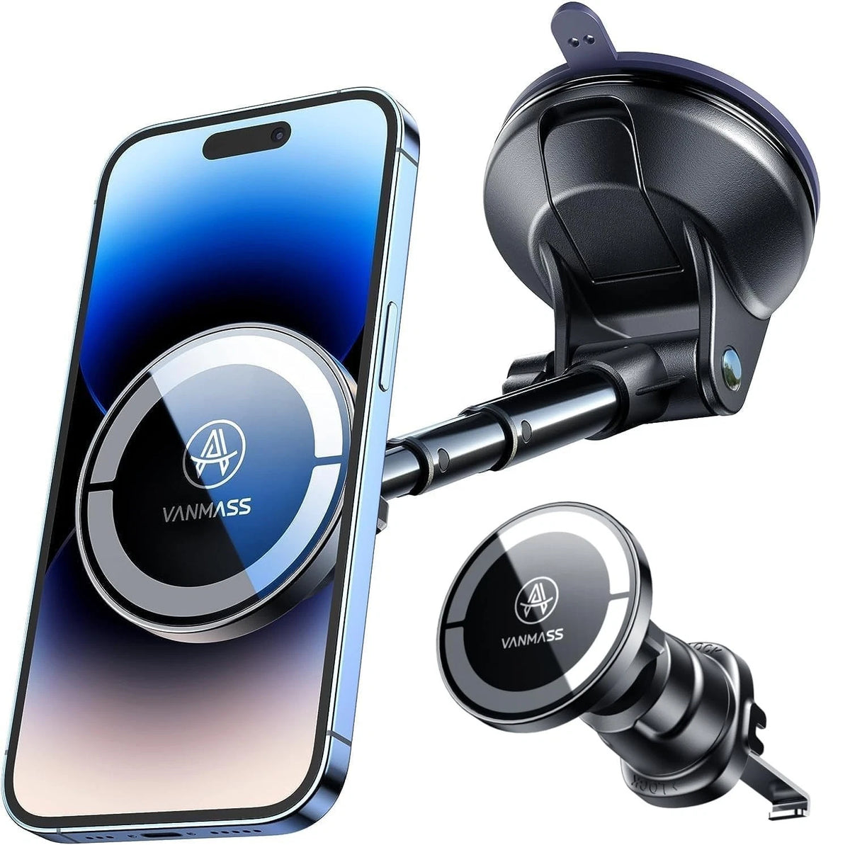 【Military-Grade】VANMASS for MagSafe Car Mount【Upgraded Compact, Black