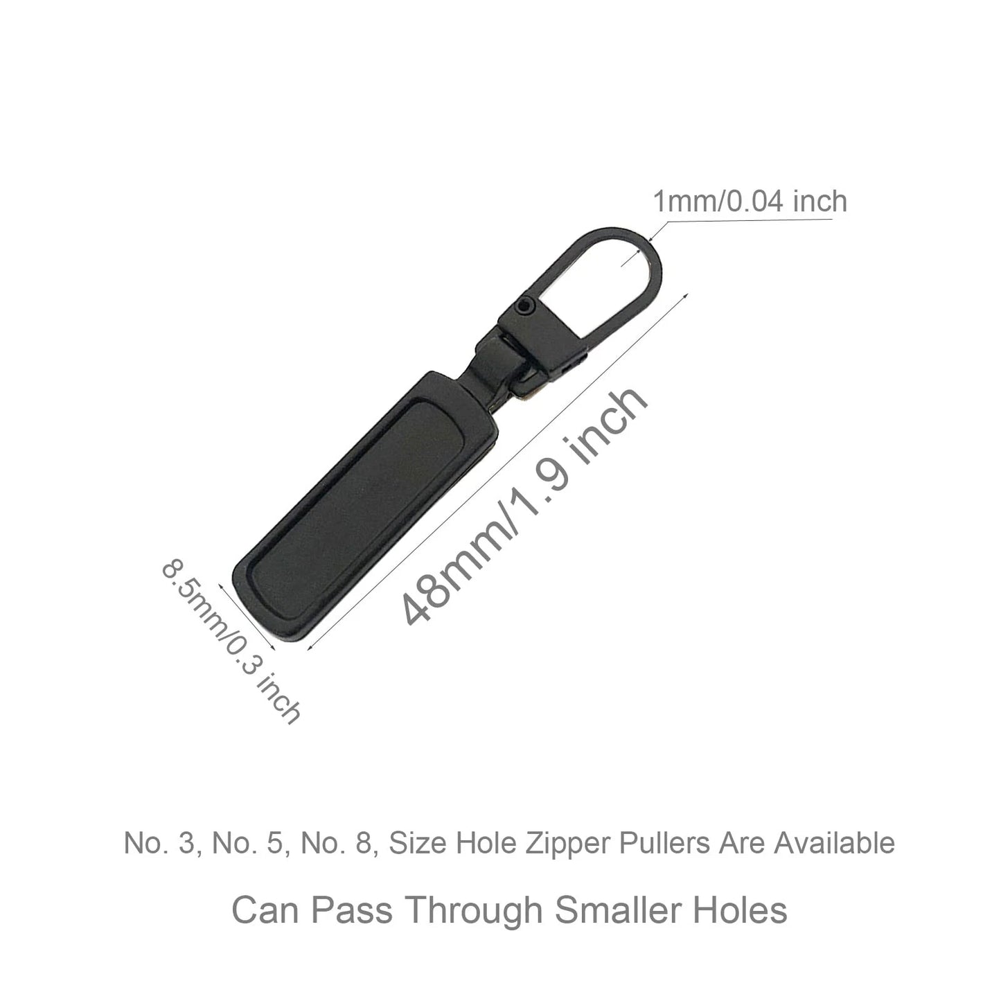 Mizeer Zipper Pull Replacement for Small Holes Zipper, Detachable 4pcs Black