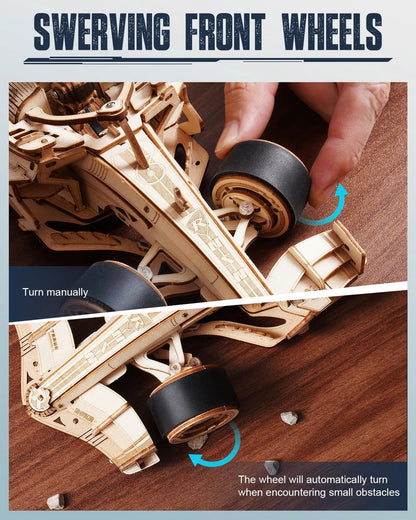 ROKR 3D Wooden Puzzle 1:18 Scale Formula Racing Cars for Adults, 5 Medium