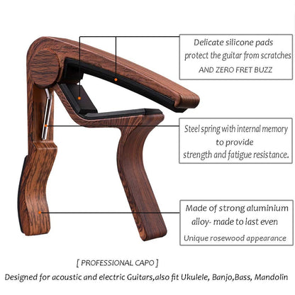 Guitar Capo 2 Pack Clamp for Acoustic MA01-CAPO, Rosewood+Black
