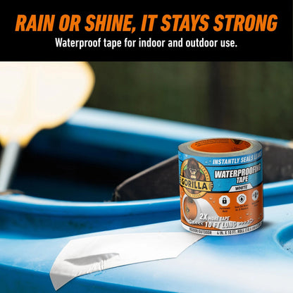 Gorilla Waterproof Patch & Seal Tape, White 4" x 10' 1 - Pack,