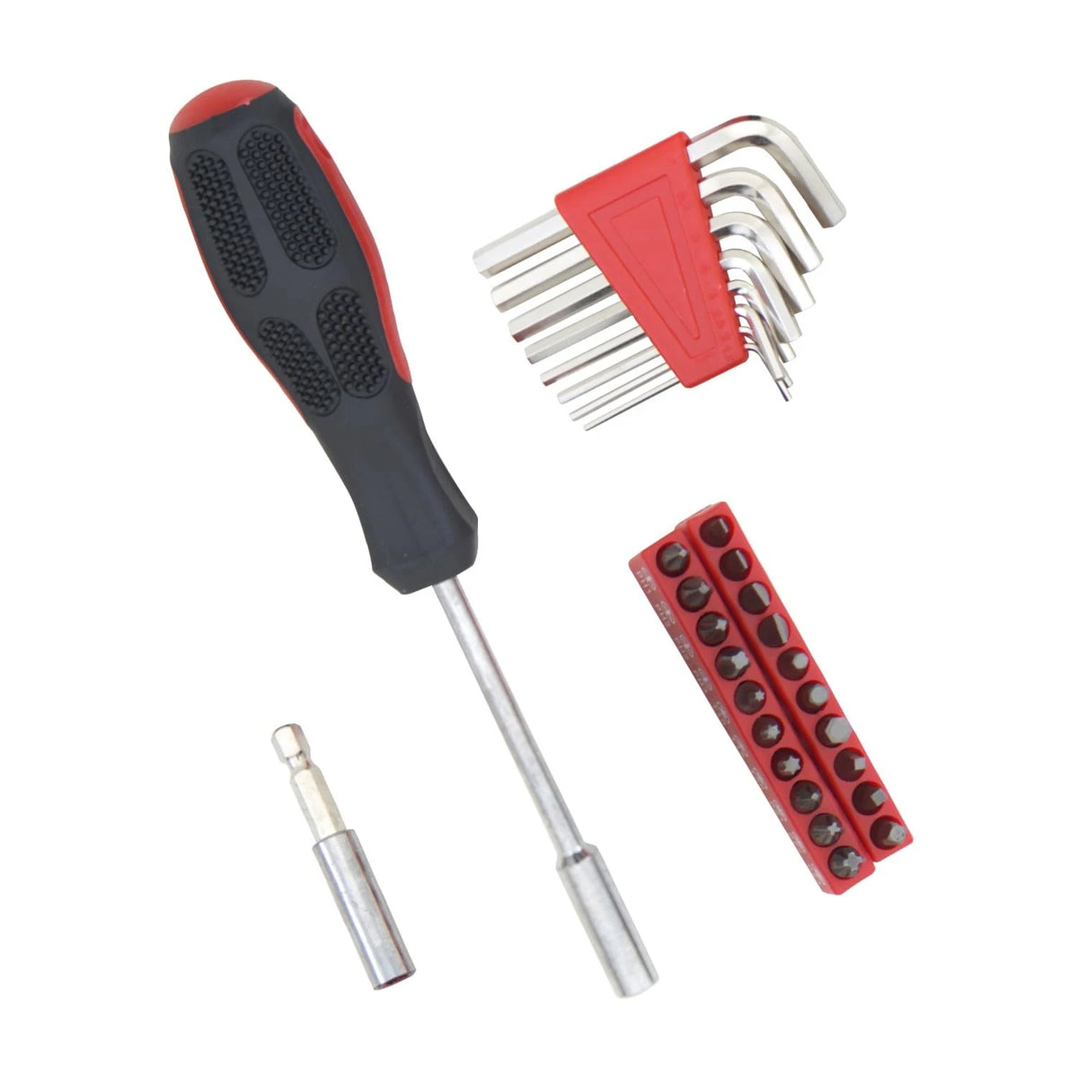 Hantinstom 39-Piece Household Tools Kit Essential Home Repair Set 39p-red