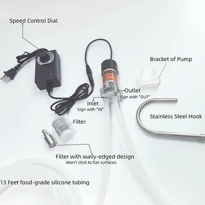 Food Grade Electric Water Transfer Pump, 110V Adjustable Flow Black and Clear