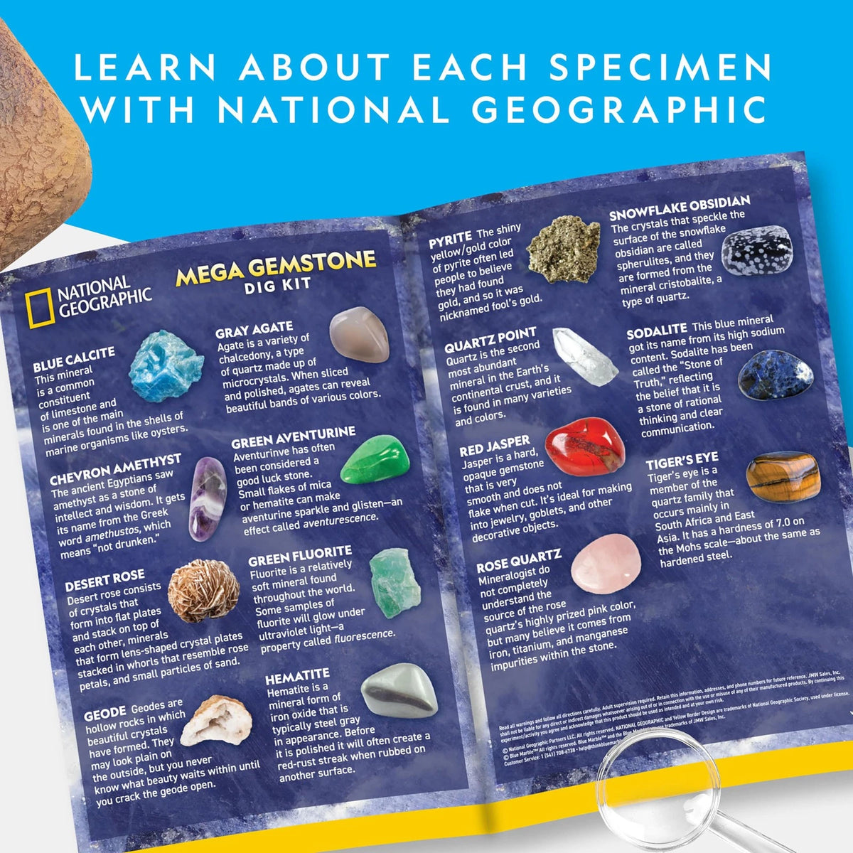 NATIONAL GEOGRAPHIC Mega Gemstone Dig Kit – Up 15 Gemstones, Multicolored