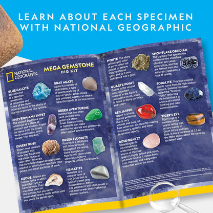 NATIONAL GEOGRAPHIC Mega Gemstone Dig Kit – Up 15 Gemstones, Multicolored