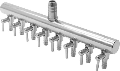 Aquarium Air Pump Valve, Line Splitter Metal Fish 8 Way, Silver