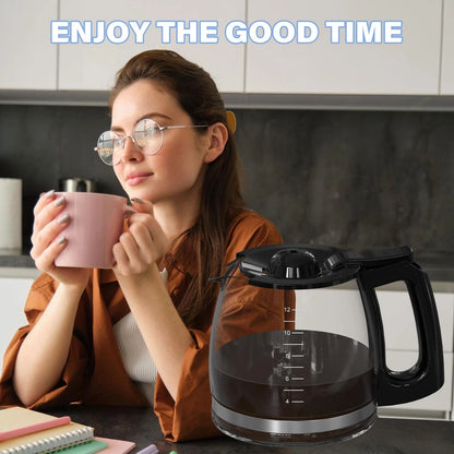 12 Cup Coffee Maker Carafe Replacement Pot Compatible with Hamilton 12, Black