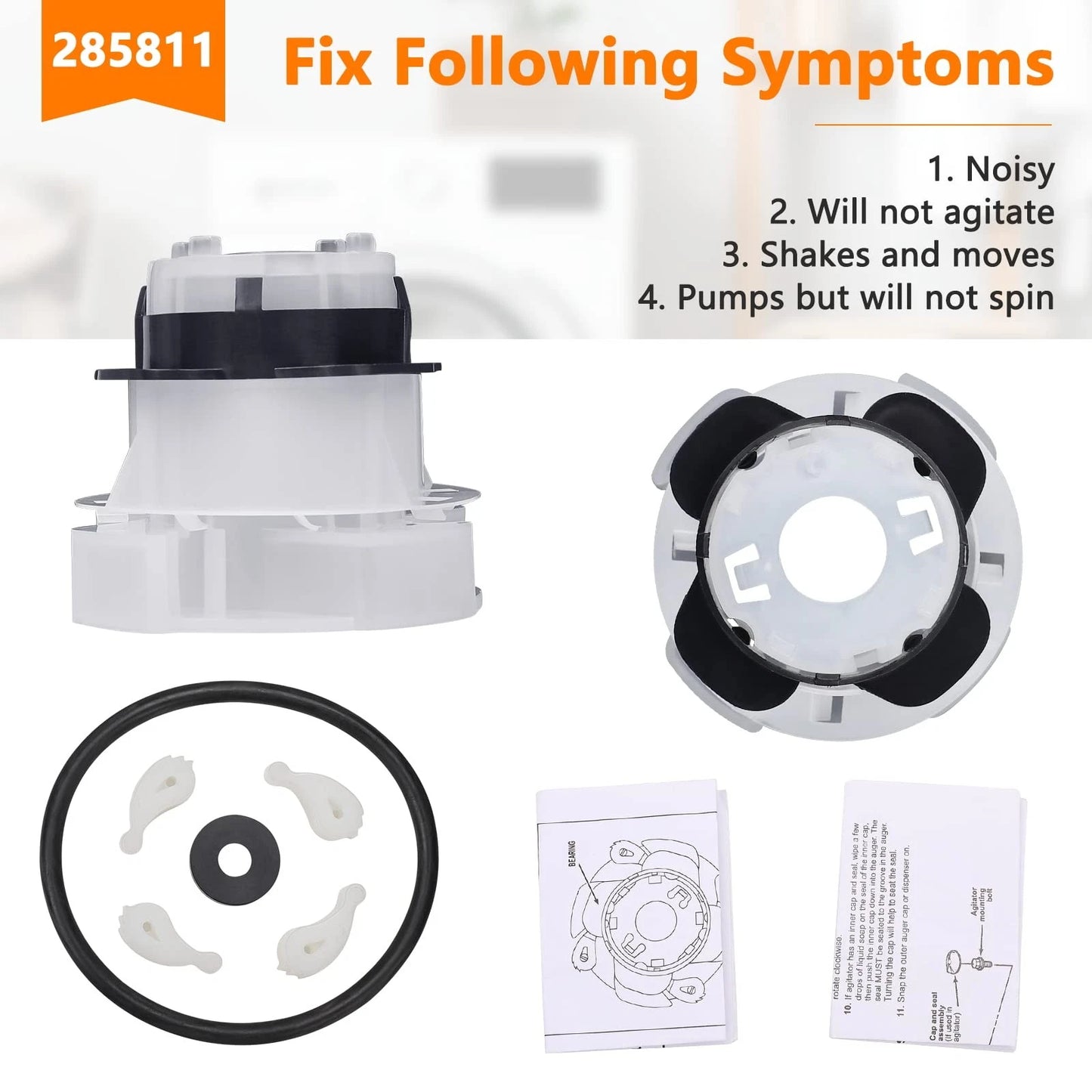 285811 Medium Cam Agitator Repair Kit, Compatible with Whirlpool 1 inch