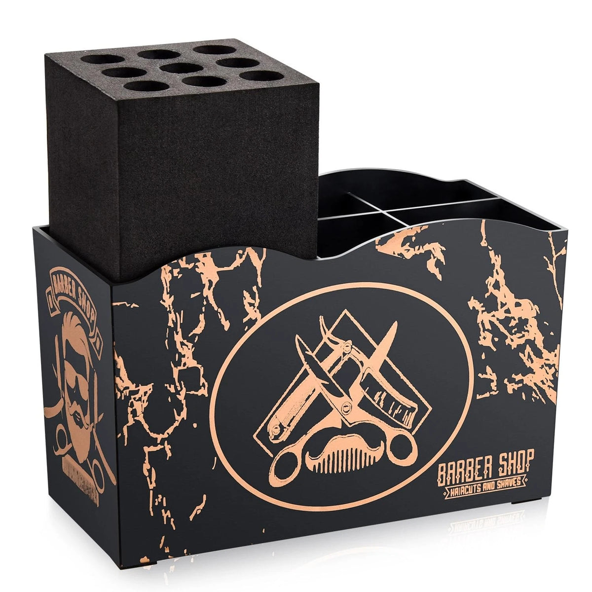 Noverlife Barber Scissors Holder Box, Professional Beard Man Style - Black