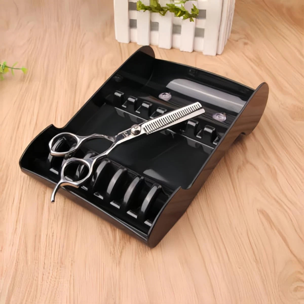 Tujuna Professional Salon Holder Racks Barber Shop Shears Stand Black