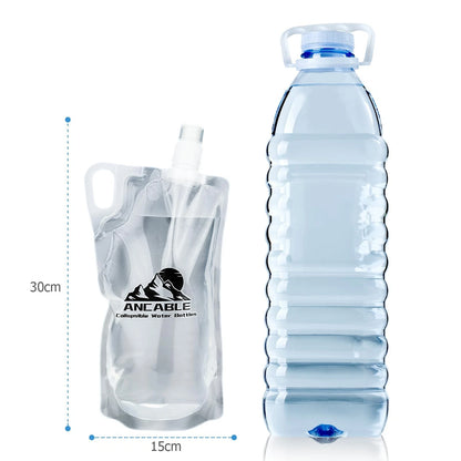 Ancable 33oz (1L) Collapsible Water Bottles, 3-Pack 33 Ounces, Clear x 3