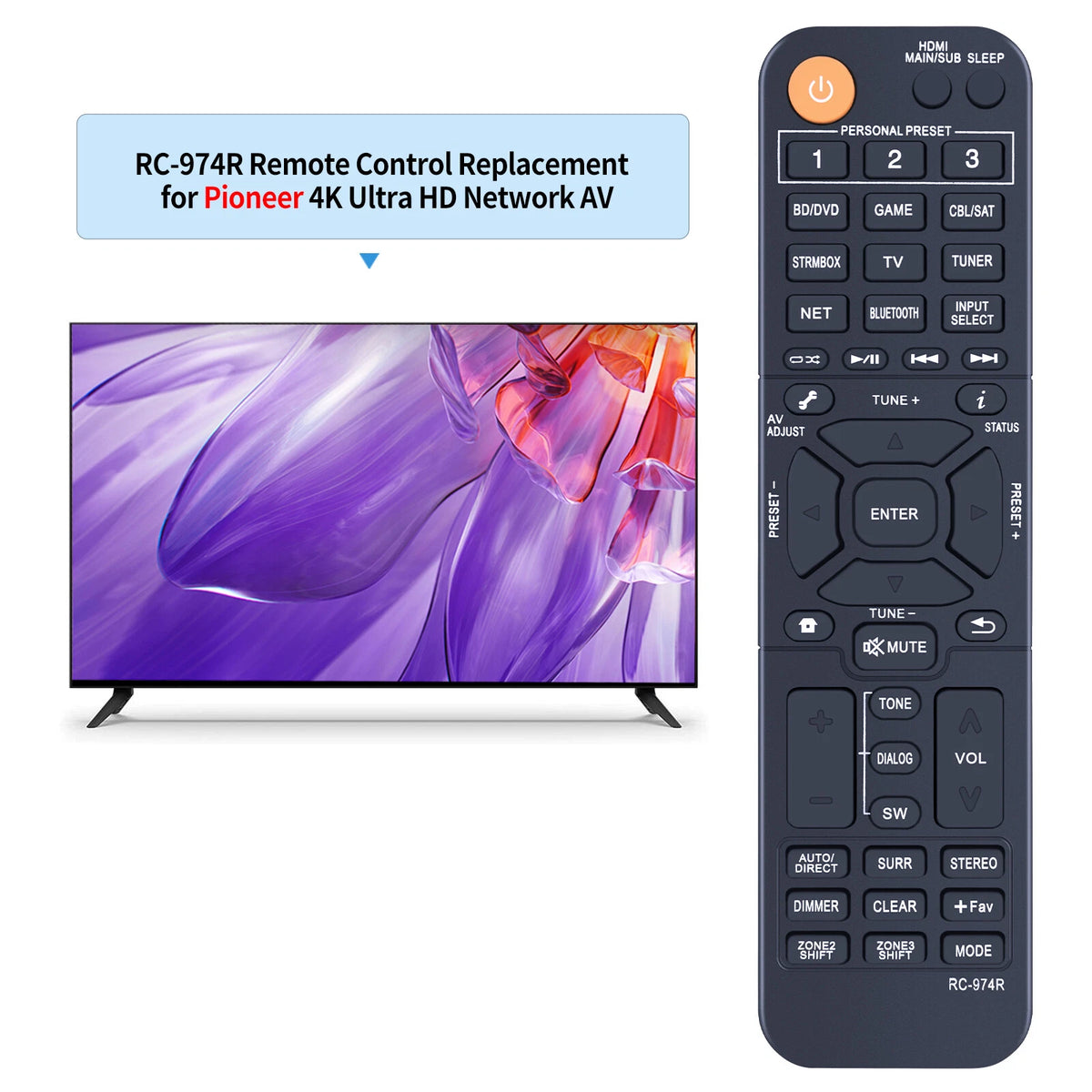 For Pioneer RC-974R Audio Receiver Remote Control VSX-934 VSX-LX304 VSX-LX104