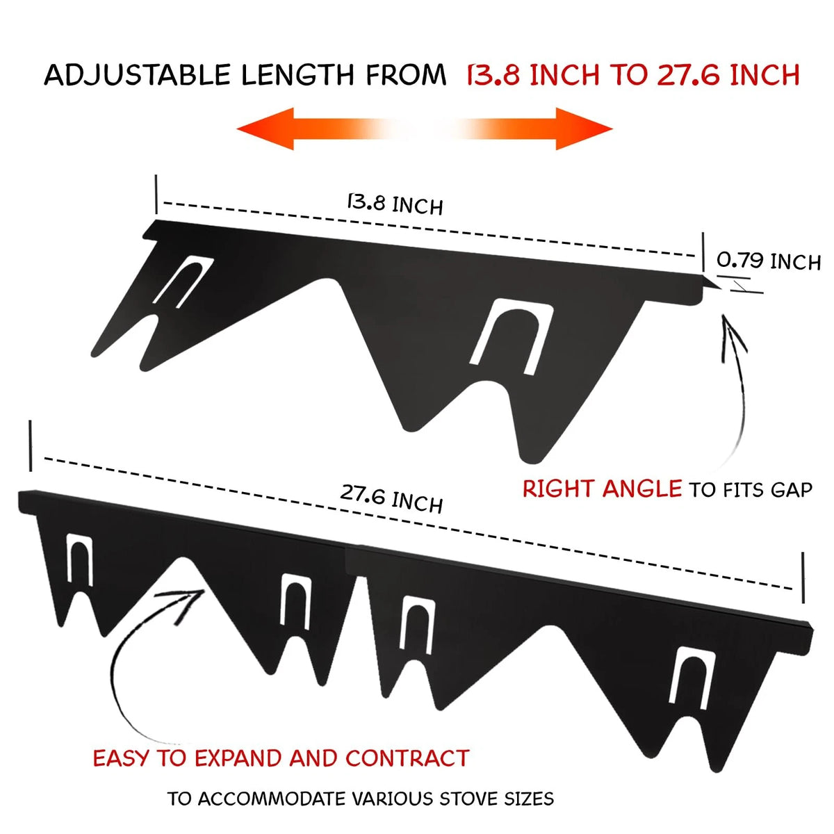 Stainless Steel Stove Gap Covers (2PCS), Filler for Kitchen Black