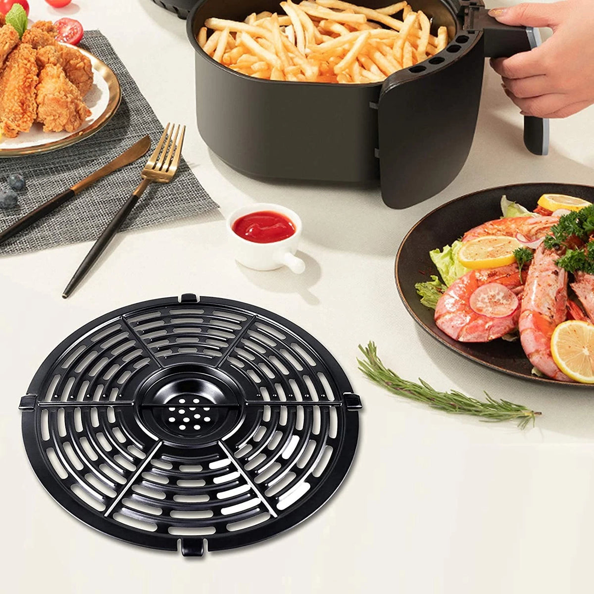 Air Fryer Grill Pan for Power XL 5QT fryer, 5 QT XL, Black
