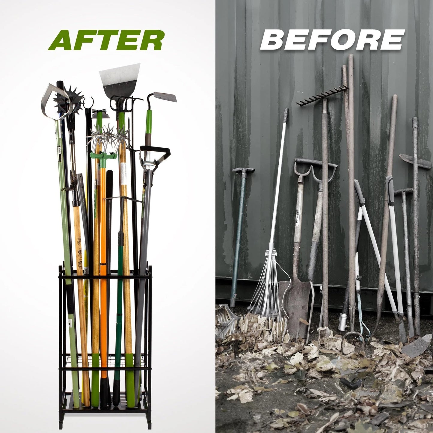 Garden Tool Organizer, Yard Tower Rack for Garage Rack, Black