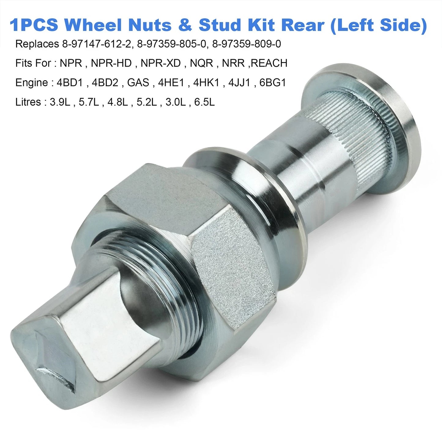 QTY 1-Wheel Nuts & Stud Kit Rear (LH) for ISUZU NPR NPR-HD NQR NRR 8-97147-614-2