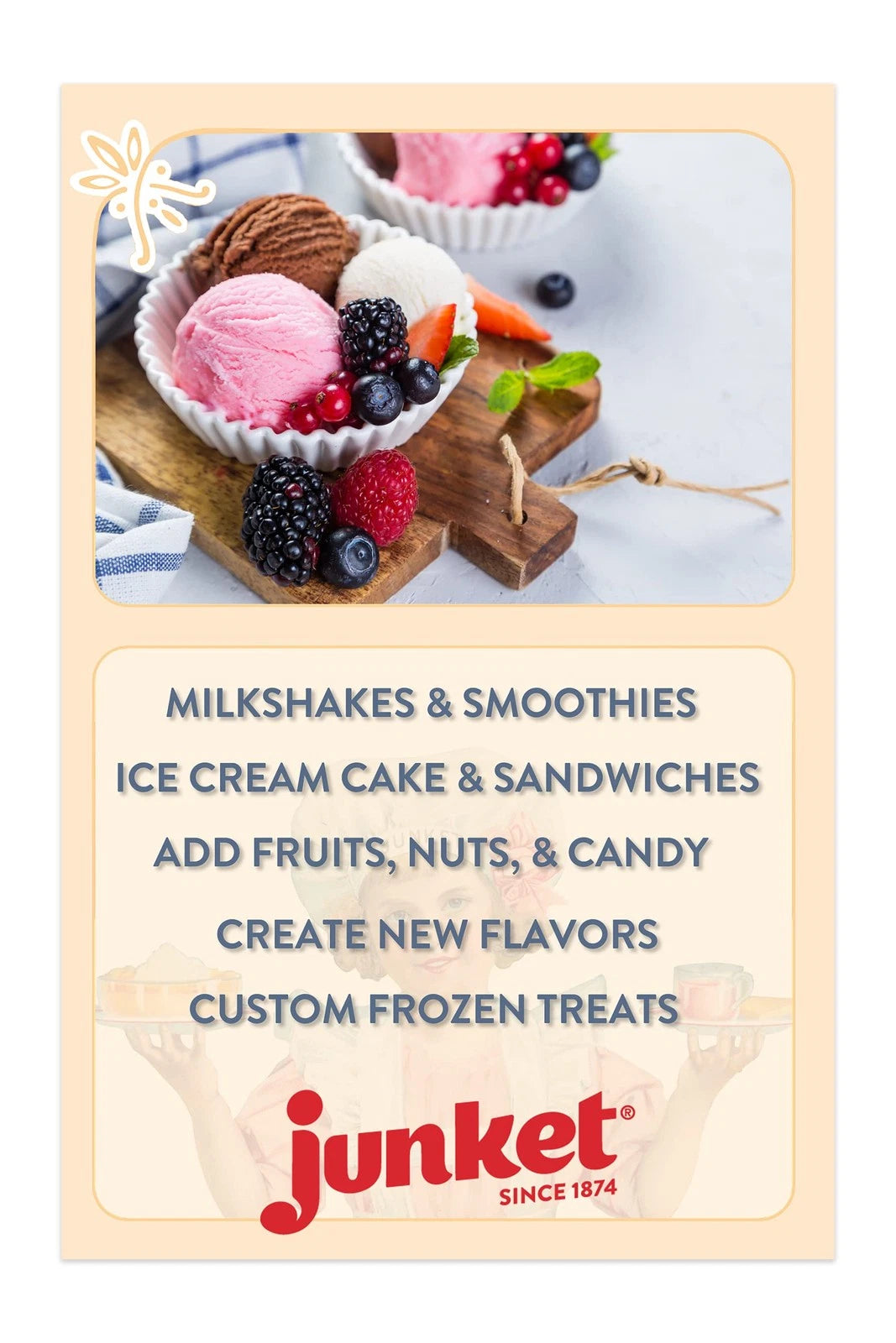 Junket Ice Cream Mix Bundle - 2 Vanilla, 2 Chocolate, 2 4 Ounce (Pack of 6)